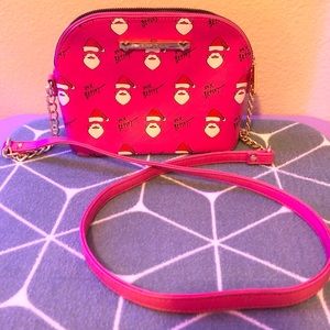 Betsey Johnson Rare Pink Santa Christmas Crossbody Bag